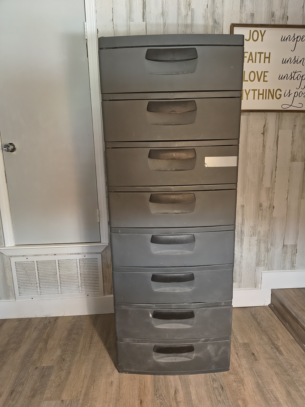 Stackable 8-Drawer Plastic Storage Tower - Gray